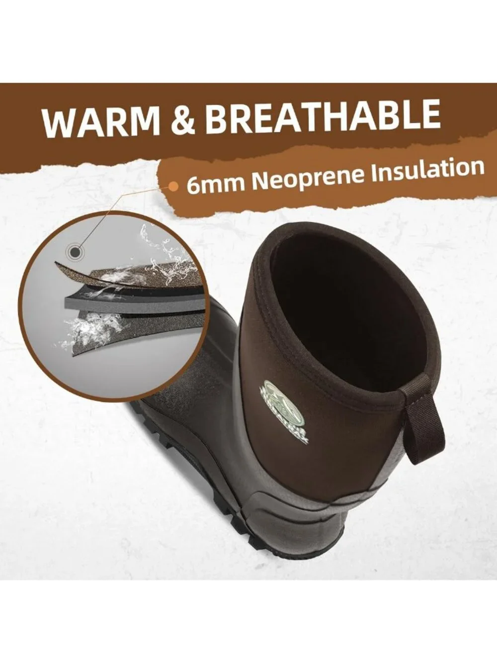 Men's Insulated Waterproof Mid-Calf Muck Boots - Anti-Slip Rubber Rain & Mud